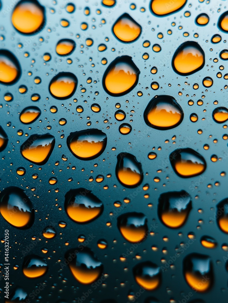 Water Droplets in Contrast Against Dark Background with Frosty Elements Water Droplets in Contrast Against Dark Background with Frosty Elements