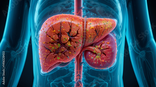 Stages of liver damage such as Fatty liver, Fibrosis, Cirrhosis, and Liver cancer