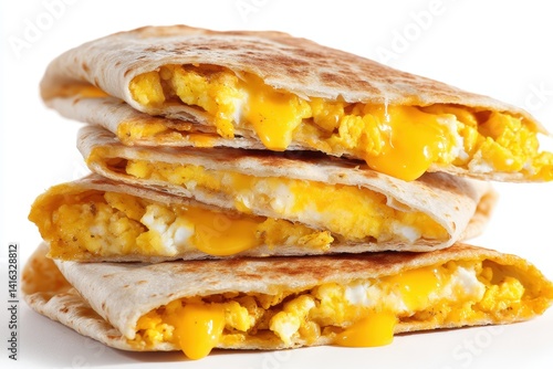 Wallpaper Mural Stack of Delicious Egg and Cheese Quesadillas on White Backdrop Tasty Breakfast or Brunch Meal Close Up Shot Torontodigital.ca