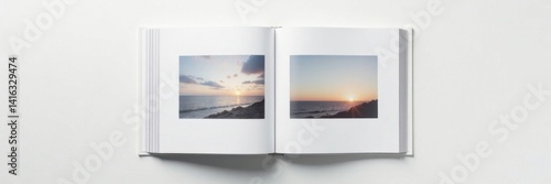 Wallpaper Mural Modern minimalist open vertical photo album mockup with white background and grid pattern, photo album, minimalist style Torontodigital.ca