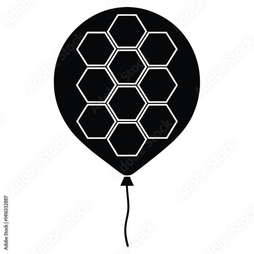Balloon With Honeycomb Hexagon Pattern And Thin Outline