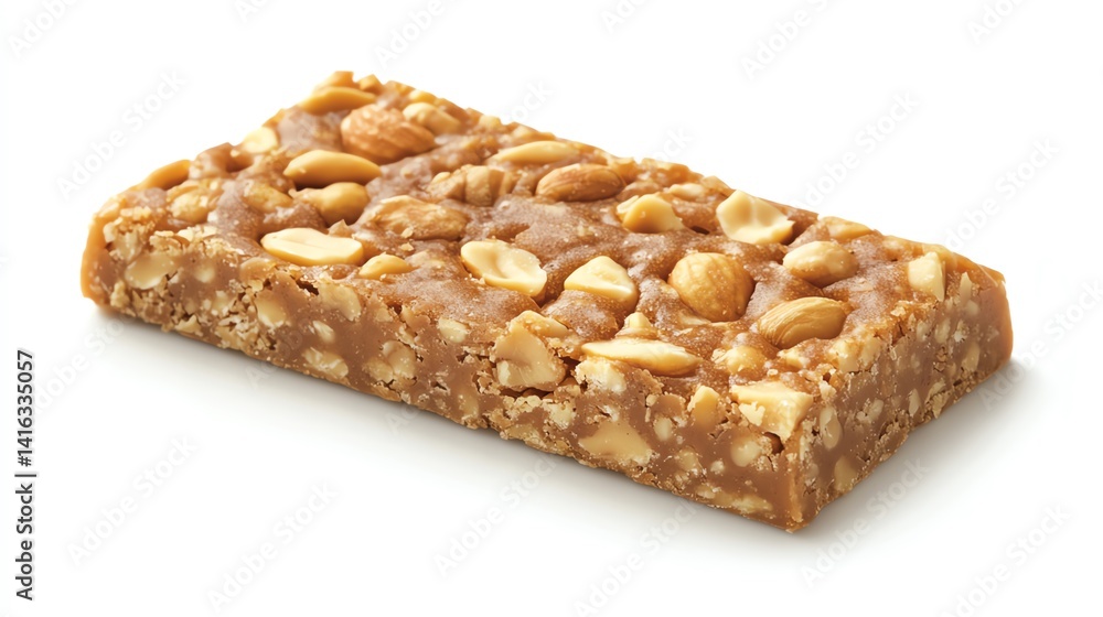 Nut Bar With Crunchy Nuts and Chewy Texture Placed on a White Background Highlighting Its Ingredients and Appeal Nut Bar With Crunchy Nuts and Chewy Texture Placed on a White Background Highlighting Its Ingredients and Appeal