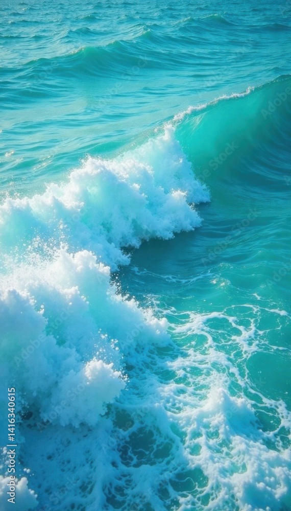 Obraz premium Sea foam and wave details in clear blue turquoise water, underwater, detail