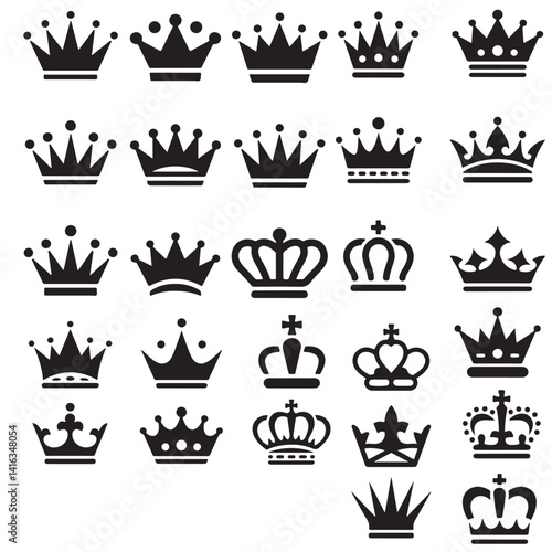 Crown icon, Royal king crown, princes, queen,  Simple and minimal king crown black silhouette