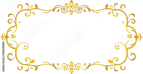 gold frame with floral ornament,Vector vintage royal title border or text frame ornament elements, Luxury vintage Border wedding invitation card frame,Luxury Corner Golden Rectangle Certificate Border