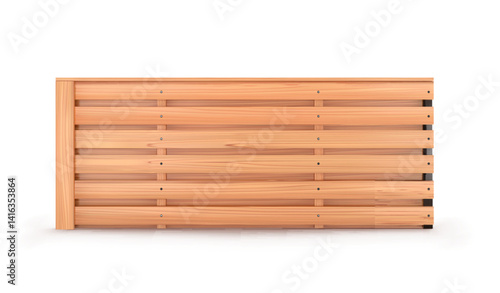 Light wood fence with horizontal slats on a white background. Vector illustration