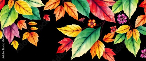 Vibrant watercolor floral autumn leaves pattern, perfect for textile & paper goods, foliage, harvest