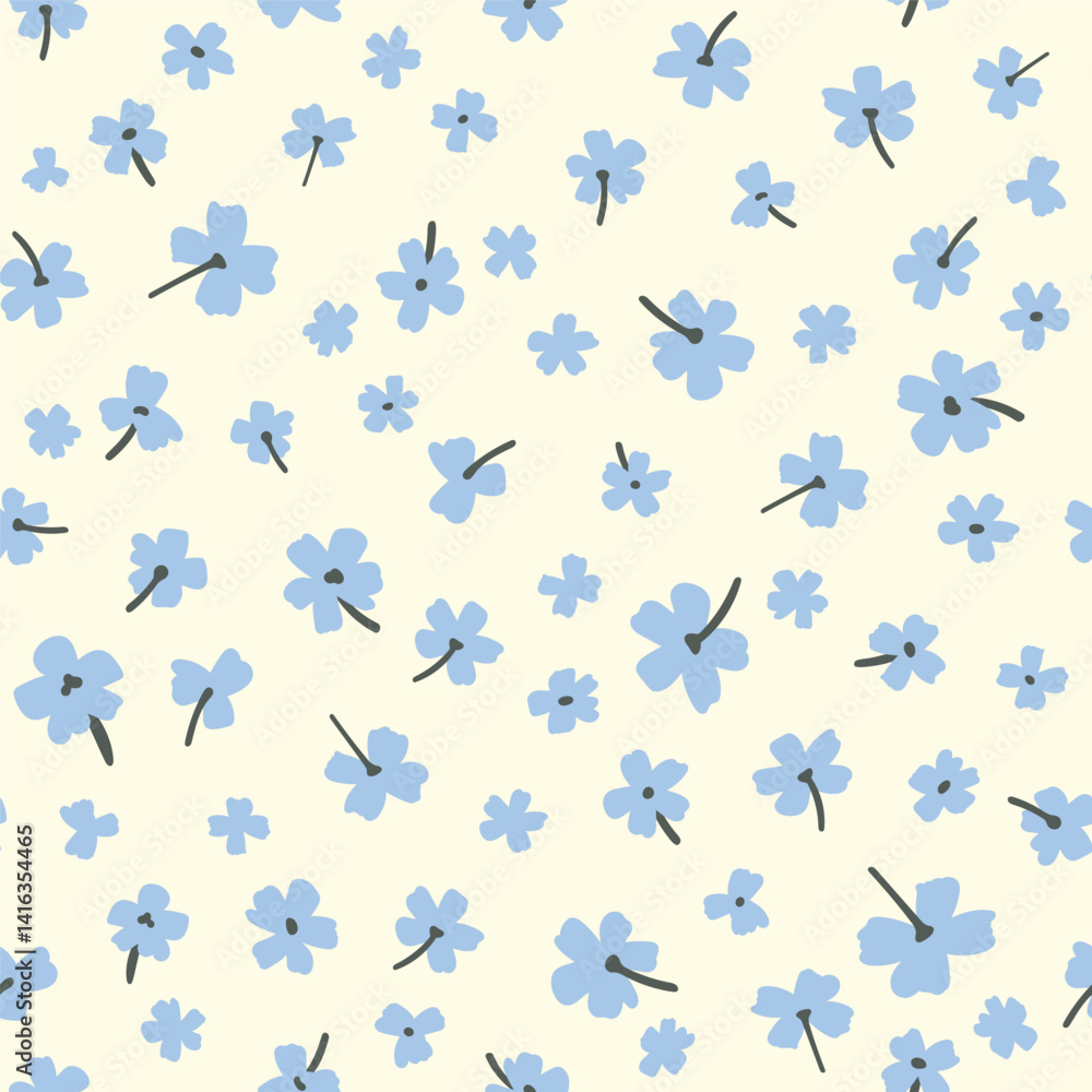 Groovy botanical vector seamless pattern. Cute hand drawn ditsy all over surface print. Nostalgic doll style retro background. Groovy botanical vector seamless pattern. Cute hand drawn ditsy all over surface print. Nostalgic doll style retro background.