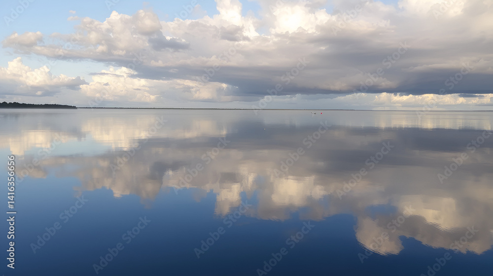 Fototapeta premium Clouds and reflections early morning waterscape