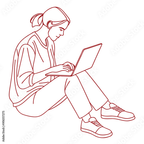 woman working on laptop