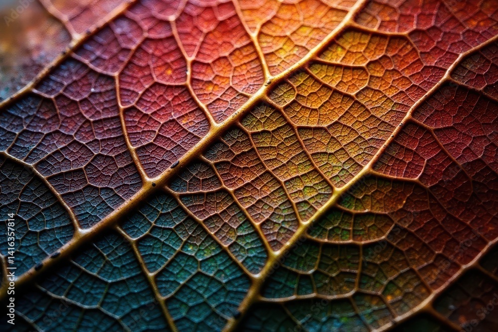 Obraz premium Intricate leaf vein pattern, textured surface , artwork, leaf