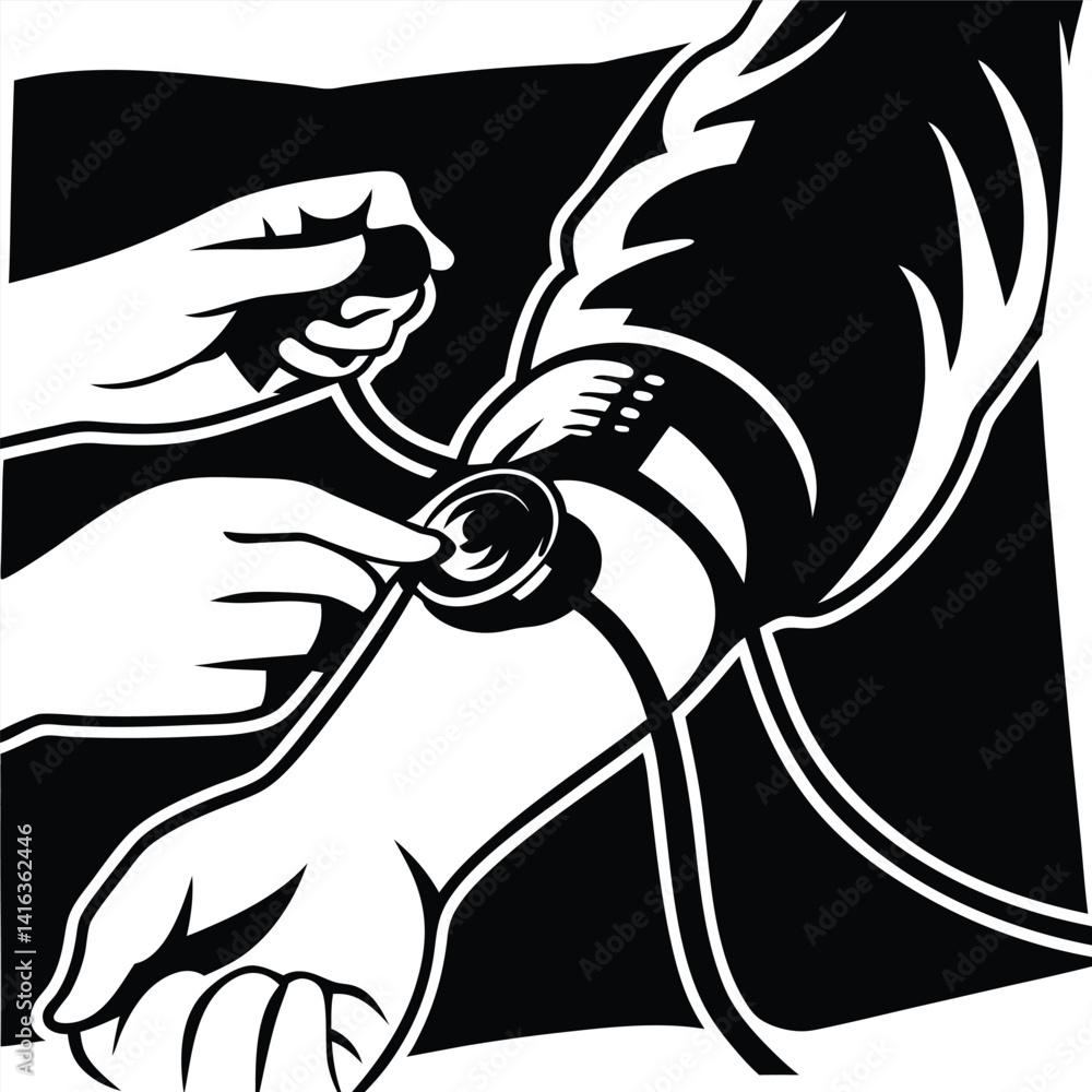 custom made wallpaper toronto digitalDoctor Taking Patients Blood Pressure Black and White Illustration