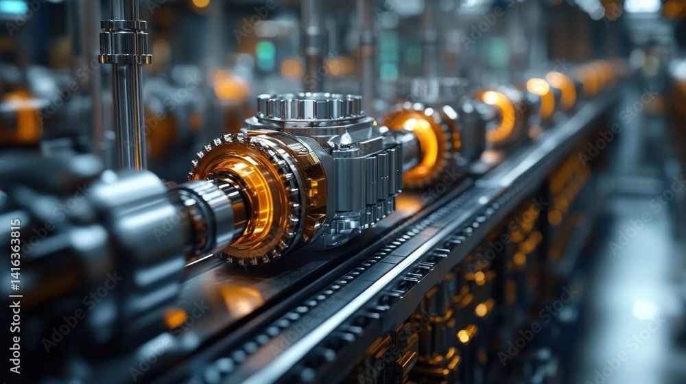 Fototapeta premium Industrial Assembly Line: Precision Engineering and Manufacturing