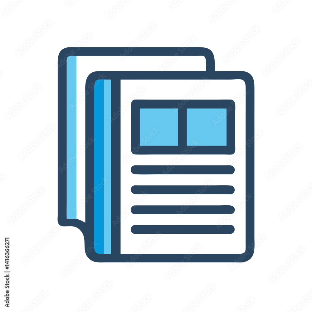 Booklet or Magazine Icon Representing Publication and Printed Media Booklet or Magazine Icon Representing Publication and Printed Media