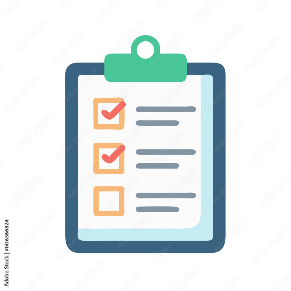 Clipboard with Paper Icon Representing Task Checklist and Organizational Planning Clipboard with Paper Icon Representing Task Checklist and Organizational Planning