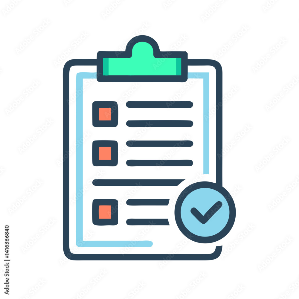 Clipboard with Paper Icon Representing Task Checklist and Organizational Planning Clipboard with Paper Icon Representing Task Checklist and Organizational Planning