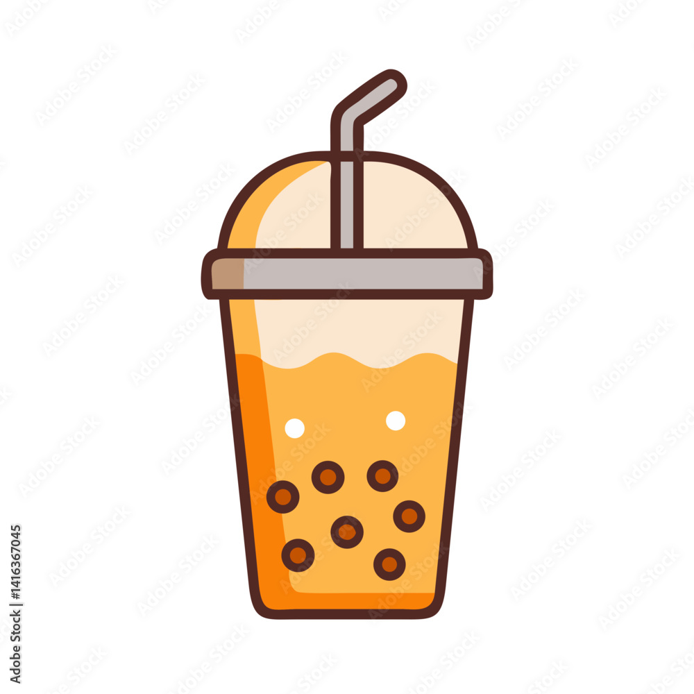 Creamy Bubble Drink Icon Representing Iced Milk Tea and Refreshing Beverage Creamy Bubble Drink Icon Representing Iced Milk Tea and Refreshing Beverage
