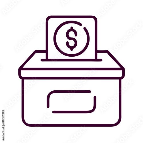 Donation Box Icon Representing Fund Collection and Charitable Giving