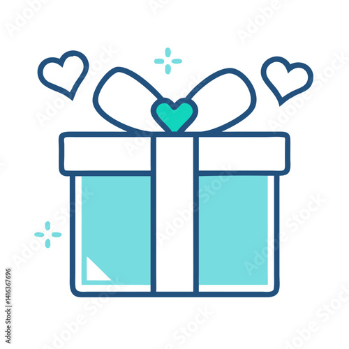 Gift Box with Ribbon Icon Representing Charitable Giving and Donation
