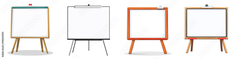 Four Blank Presentation Boards, Isolated on Transparent Background, Illustration, Whiteboard, Flipchart, Presentation board, whiteboard, flipchart Four Blank Presentation Boards, Isolated on Transparent Background, Illustration, Whiteboard, Flipchart, Presentation board, whiteboard, flipchart