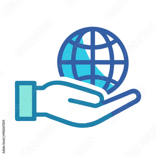Hand Holding Globe Icon Representing Global Charity and Humanitarian Efforts