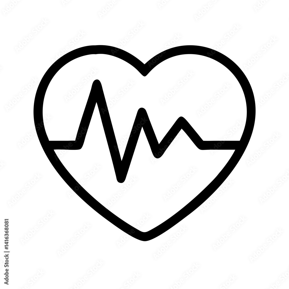 Heartbeat Inside Heart Icon Representing Health and Vitality Heartbeat Inside Heart Icon Representing Health and Vitality