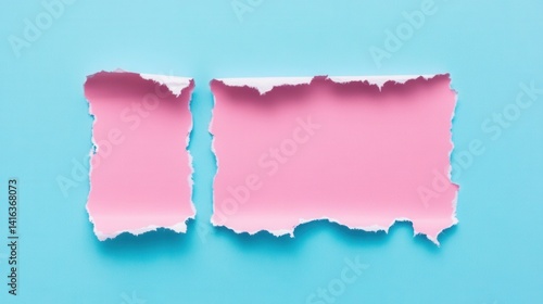 Wallpaper Mural Ripped pink paper on light blue background Torontodigital.ca