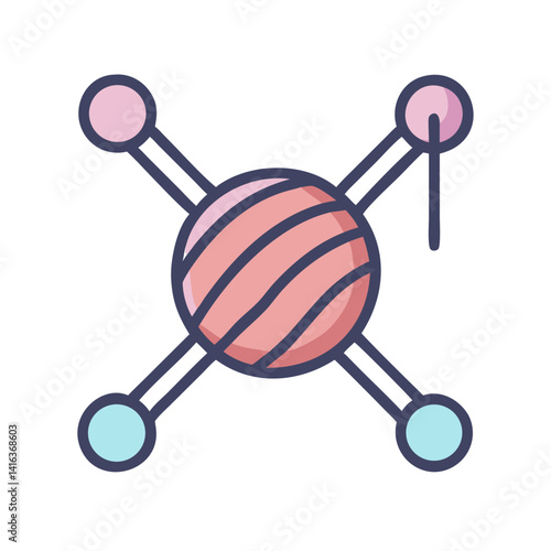 Knitting Needles Icon Representing Hobbies for Crafting and Handmade Creations