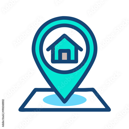 Map Pin with House Icon Representing Local Location and Residential Navigation