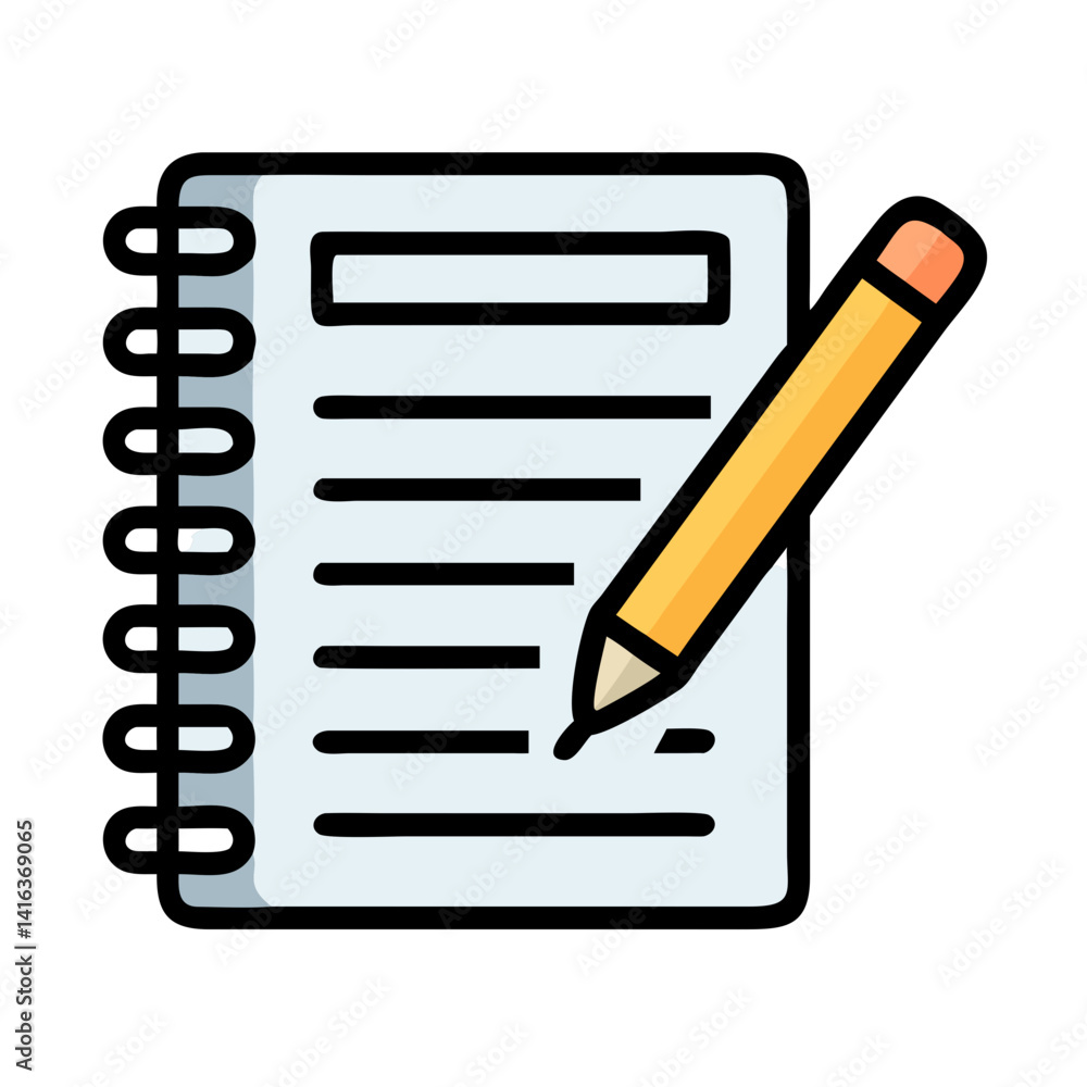 Notebook with Pencil Icon Representing Journal Writing and Personal Note-Taking Notebook with Pencil Icon Representing Journal Writing and Personal Note-Taking