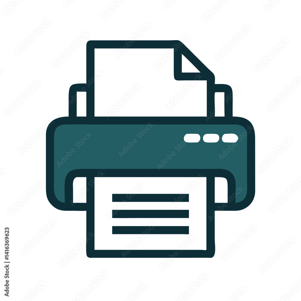 Printer Icon Representing Document Output and Office Printing Equipment Printer Icon Representing Document Output and Office Printing Equipment
