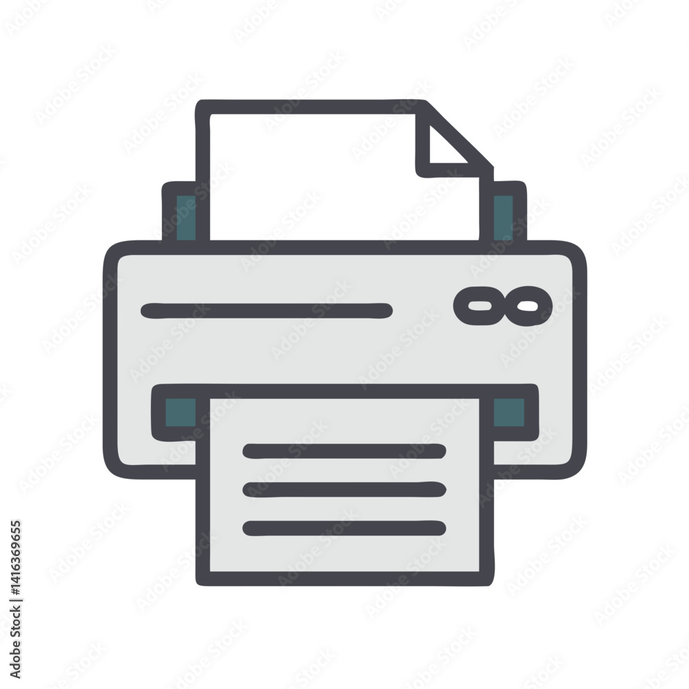 Printer Icon Representing Document Output and Office Printing Equipment Printer Icon Representing Document Output and Office Printing Equipment