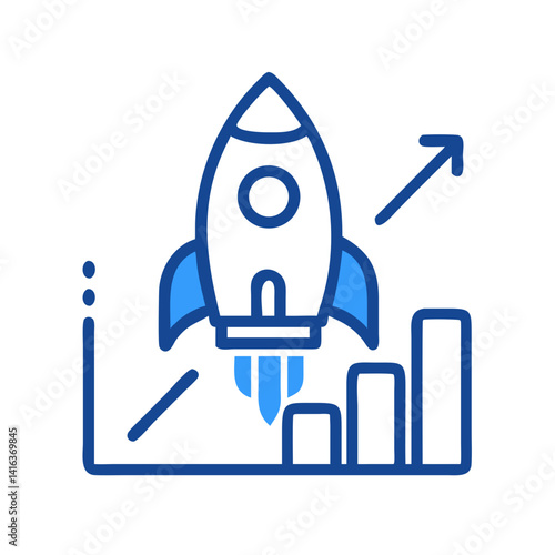Rocket Launch Icon Representing Startup Business and Innovation Growth