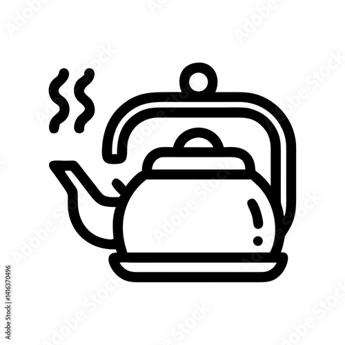 Teapot with Steam Icon Representing Traditional Tea Serving and Cultural Beverage Ritual