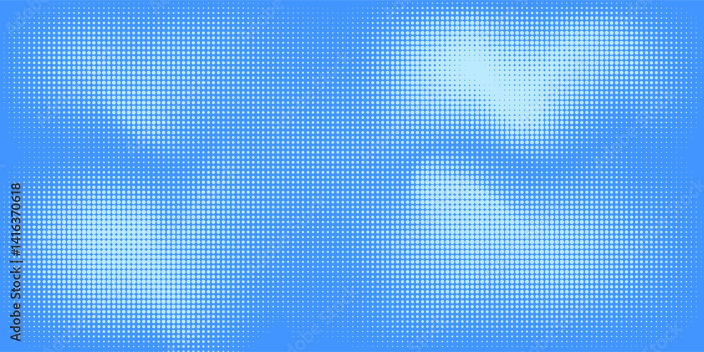 Blue halftone pattern. Retro comic gradient background. Bright pixelated dotted texture overlay. Cartoon pop art faded gradient pattern. Vector backdrop for poster, banner, advertisement Blue halftone pattern. Retro comic gradient background. Bright pixelated dotted texture overlay. Cartoon pop art faded gradient pattern. Vector backdrop for poster, banner, advertisement