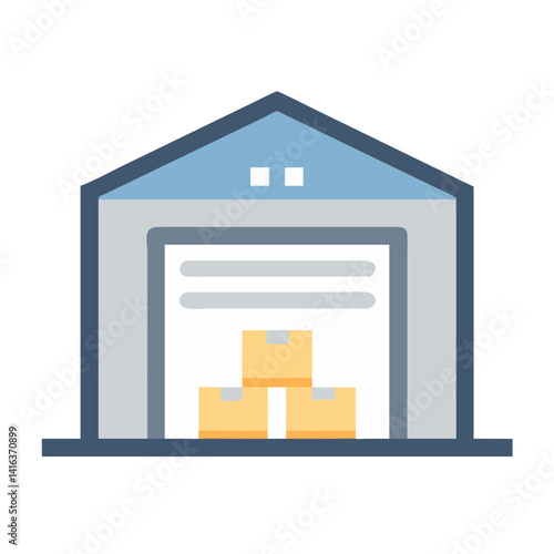 Warehouse Building Icon Representing Inventory Storage and Logistics Facility