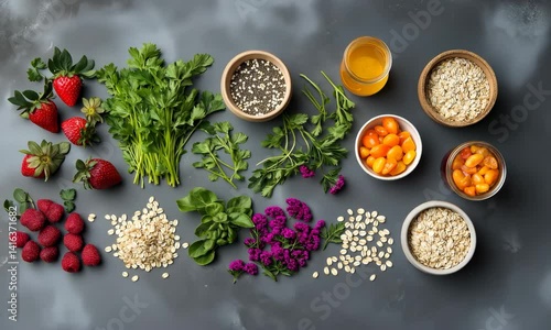 Wallpaper Mural Fresh ingredients showcase for healthy meal prep in a kitchen setting Torontodigital.ca