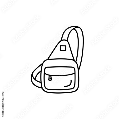 Stylish sling bag illustration in minimalist black and white  