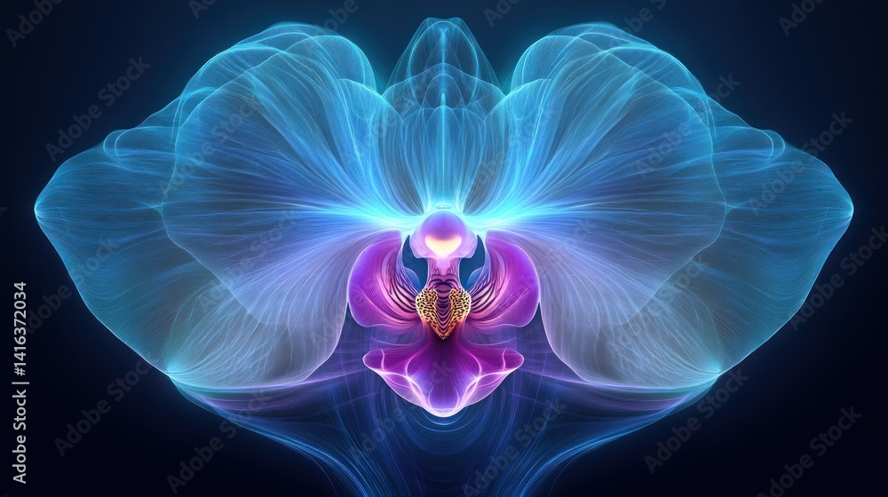 Fototapeta premium Glowing Orchid, Dark Background, Abstract Art (2)