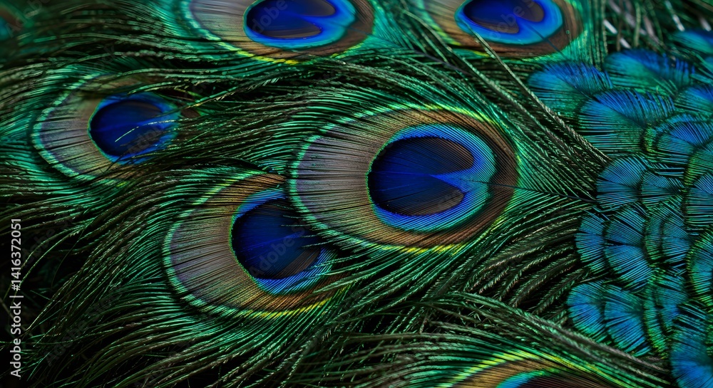 Obraz premium Peacock Feathers: A Jewel-Toned, Close-Up Study in Nature's Art