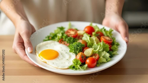 Wallpaper Mural Healthy breakfast with eggs and fresh vegetables on a plate   Torontodigital.ca