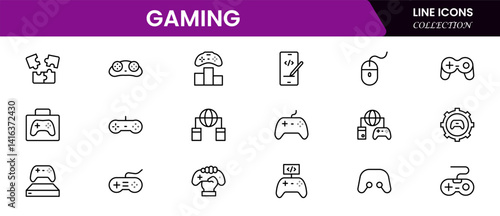 Game icon set. Gaming icon elements containing points and life bars, console, player, chess, multiplayer, casino and mobile game icons.