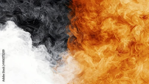 White Smoke and Orange Flames Transition 4K