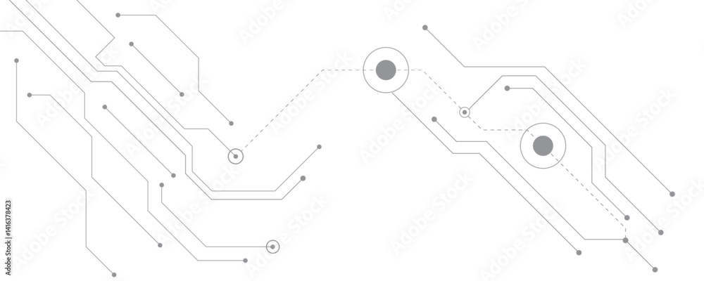 Obraz premium Abstract white gray digital technology futuristic circuit board background design. Technology science background.