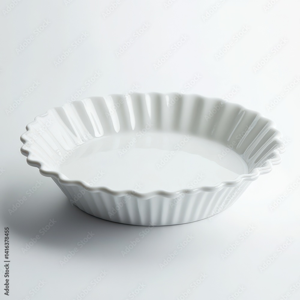 White pie dish with ruffled edge White pie dish with ruffled edge
