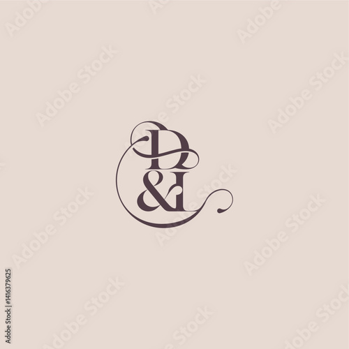 bold serif initial calligraphy DL elegant and luxury concept wedding concept monogram letter