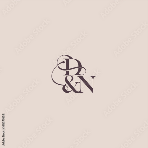 bold serif initial calligraphy DN elegant and luxury concept wedding concept monogram letter