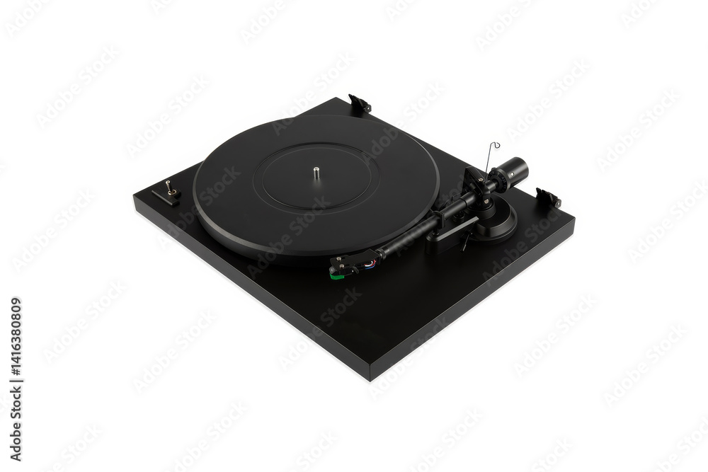 Fototapeta premium black modern turntable isolated on white background