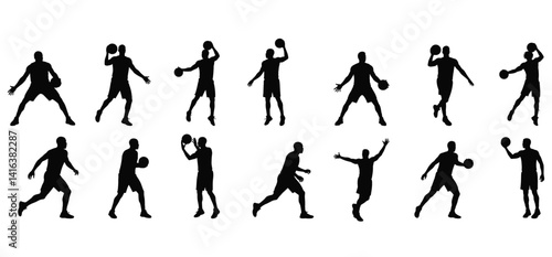 Wallpaper Mural  A Basketball player set silhouettes with a white background  Torontodigital.ca