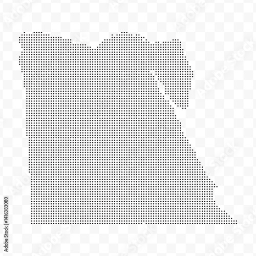 Vector Illustration of Dotted Map of Egypt in black on Transparent Background (PNG). Dotted black map template for website pattern, annual report, infographics.